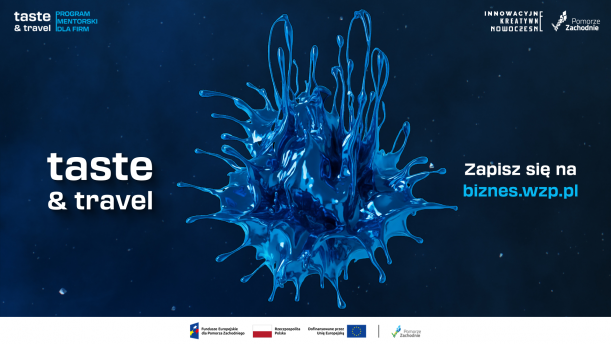 plakat promujący wydarzenie - po środki napis Taste&Travel